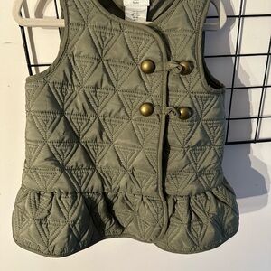 Kids Quilted Vest - Olive Green